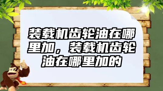 裝載機齒輪油在哪里加，裝載機齒輪油在哪里加的