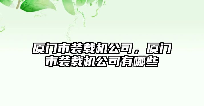 廈門市裝載機公司，廈門市裝載機公司有哪些