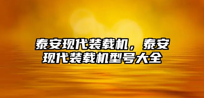 泰安現(xiàn)代裝載機，泰安現(xiàn)代裝載機型號大全