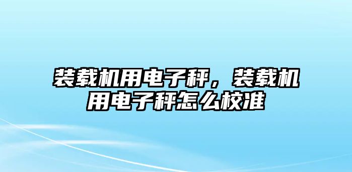 裝載機(jī)用電子秤，裝載機(jī)用電子秤怎么校準(zhǔn)