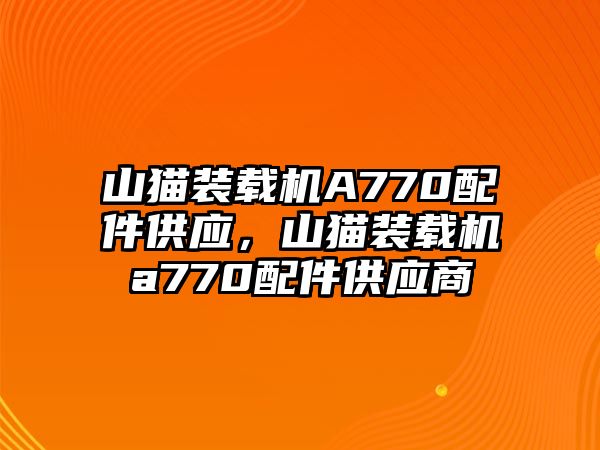 山貓裝載機(jī)A770配件供應(yīng)，山貓裝載機(jī)a770配件供應(yīng)商