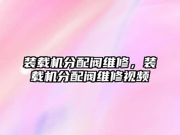 裝載機分配閥維修，裝載機分配閥維修視頻