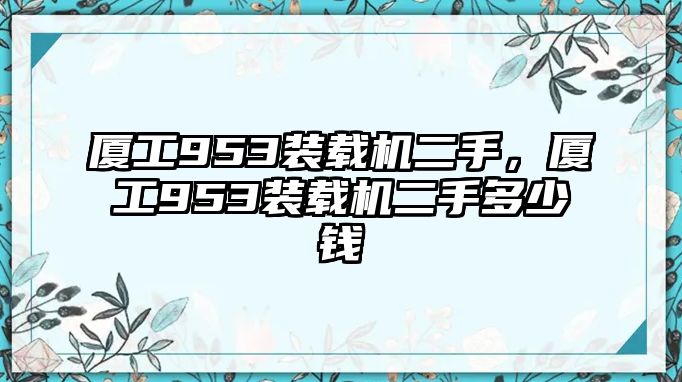 廈工953裝載機二手，廈工953裝載機二手多少錢