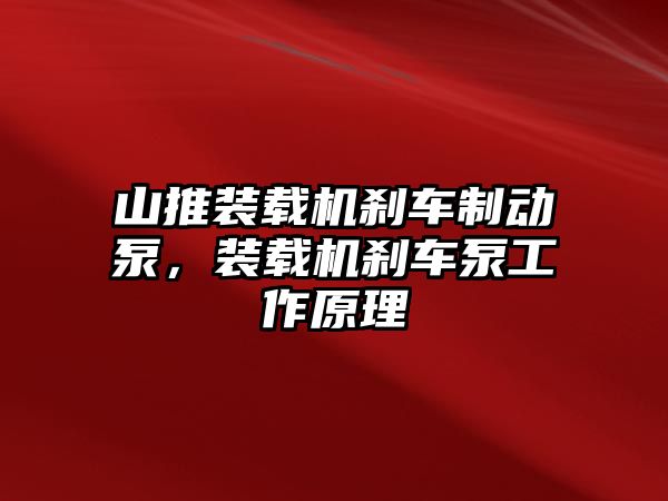 山推裝載機剎車制動泵，裝載機剎車泵工作原理