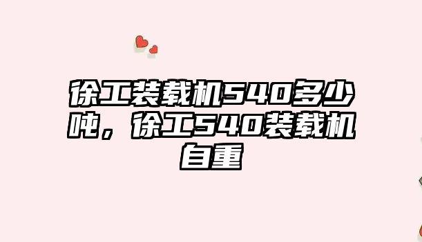 徐工裝載機540多少噸，徐工540裝載機自重