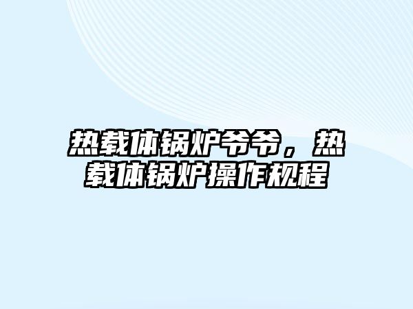 熱載體鍋爐爺爺，熱載體鍋爐操作規(guī)程