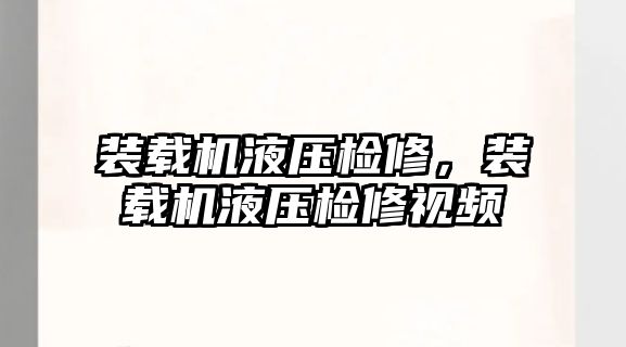 裝載機液壓檢修，裝載機液壓檢修視頻