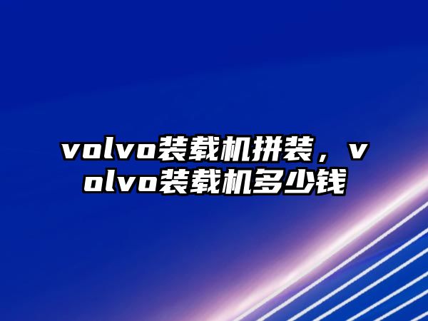 volvo裝載機(jī)拼裝，volvo裝載機(jī)多少錢