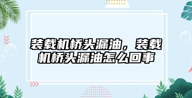 裝載機橋頭漏油，裝載機橋頭漏油怎么回事