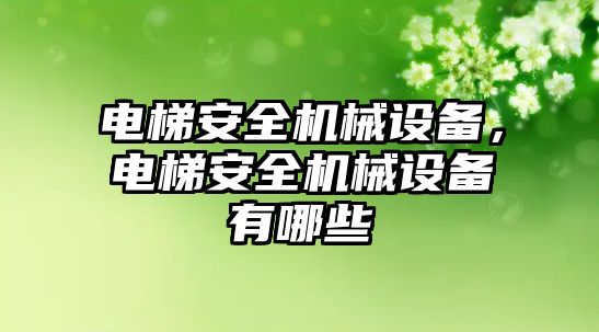 電梯安全機械設備，電梯安全機械設備有哪些