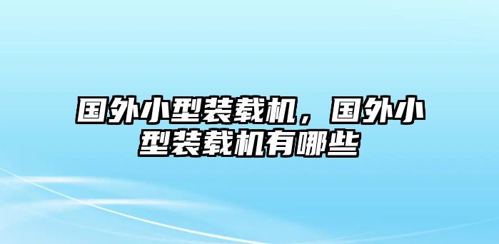 國外小型裝載機，國外小型裝載機有哪些