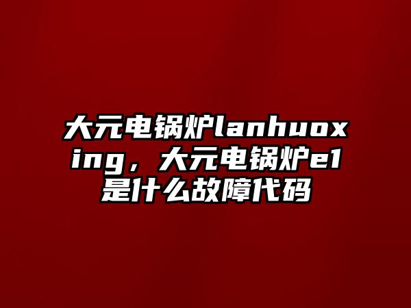 大元電鍋爐lanhuoxing，大元電鍋爐e1是什么故障代碼