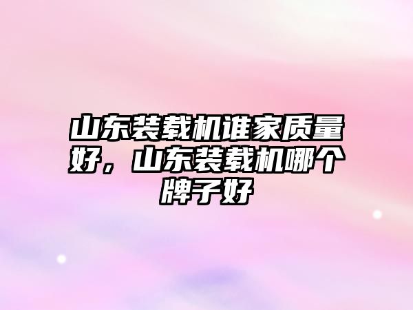 山東裝載機(jī)誰家質(zhì)量好，山東裝載機(jī)哪個(gè)牌子好