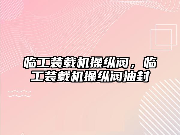 臨工裝載機操縱閥，臨工裝載機操縱閥油封