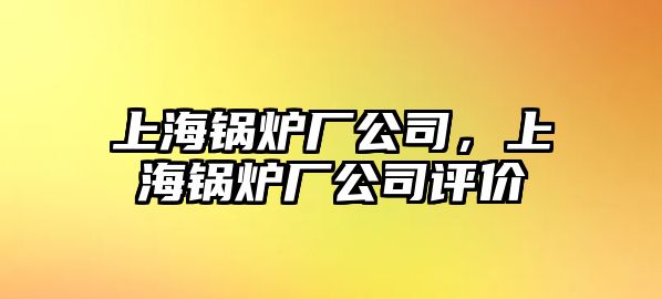 上海鍋爐廠公司，上海鍋爐廠公司評價