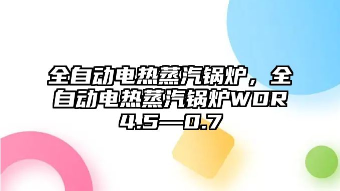 全自動電熱蒸汽鍋爐，全自動電熱蒸汽鍋爐WDR4.5—0.7