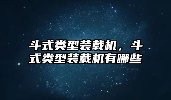 斗式類型裝載機(jī)，斗式類型裝載機(jī)有哪些