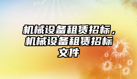 機械設(shè)備租賃招標，機械設(shè)備租賃招標文件