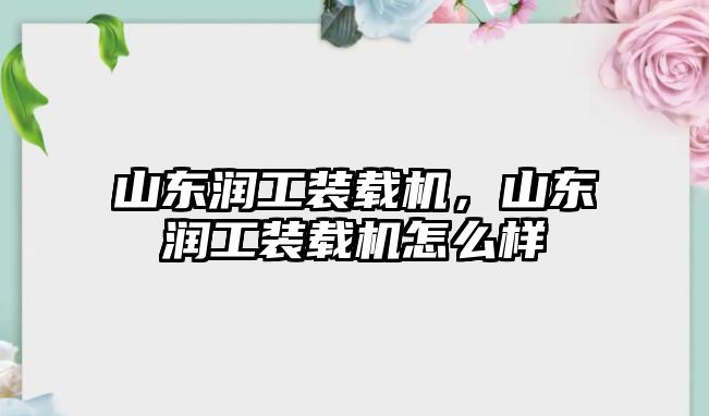 山東潤工裝載機，山東潤工裝載機怎么樣