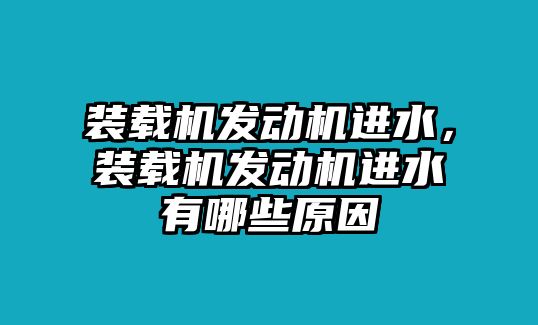 裝載機發(fā)動機進水，裝載機發(fā)動機進水有哪些原因