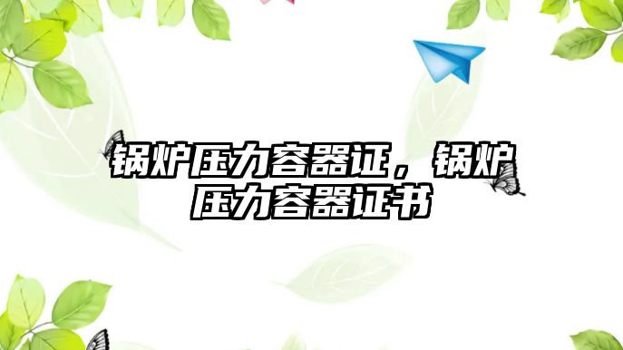 鍋爐壓力容器證，鍋爐壓力容器證書