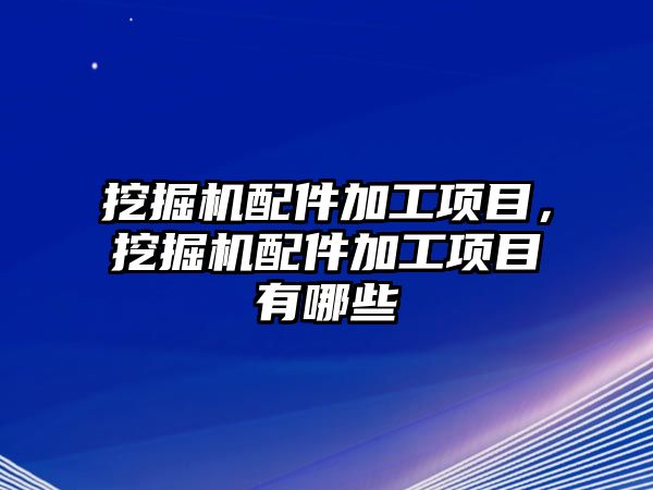 挖掘機配件加工項目，挖掘機配件加工項目有哪些