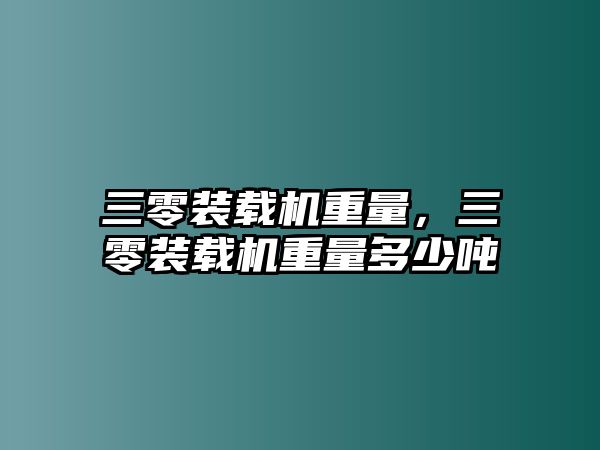 三零裝載機重量，三零裝載機重量多少噸