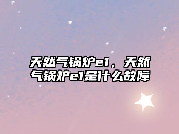 天然氣鍋爐e1，天然氣鍋爐e1是什么故障