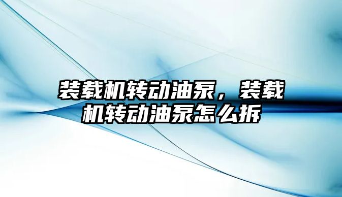 裝載機轉(zhuǎn)動油泵，裝載機轉(zhuǎn)動油泵怎么拆