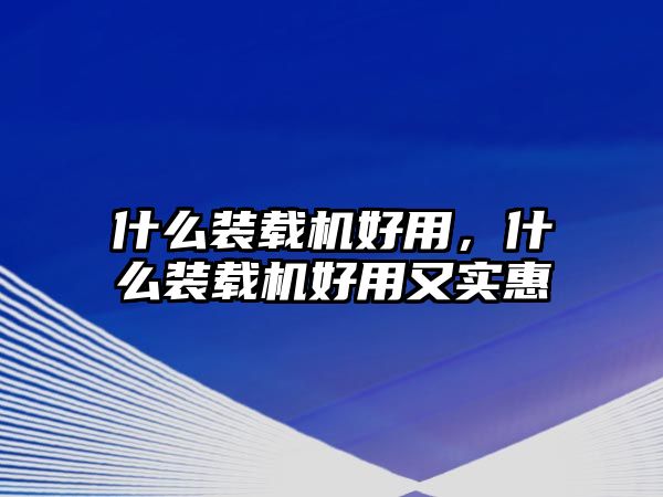 什么裝載機好用，什么裝載機好用又實惠