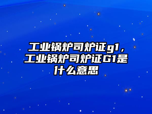 工業(yè)鍋爐司爐證g1，工業(yè)鍋爐司爐證G1是什么意思