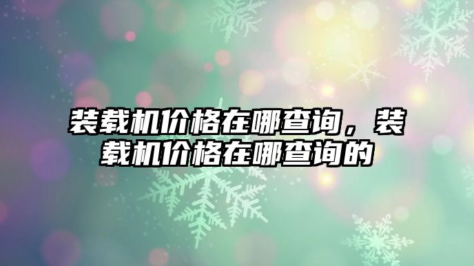 裝載機價格在哪查詢，裝載機價格在哪查詢的