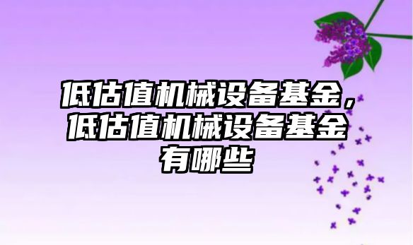 低估值機械設(shè)備基金，低估值機械設(shè)備基金有哪些