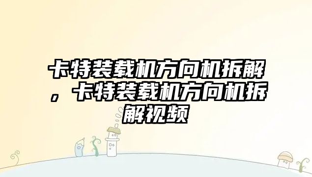 卡特裝載機方向機拆解，卡特裝載機方向機拆解視頻