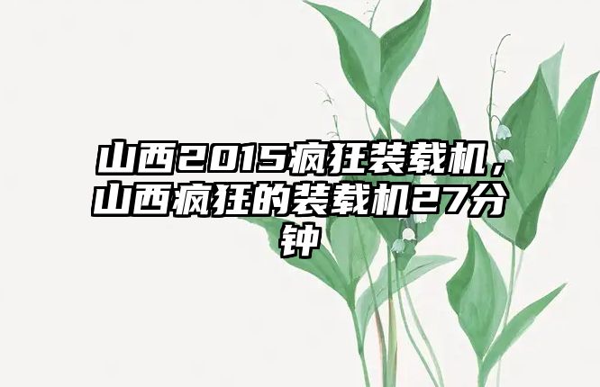 山西2015瘋狂裝載機，山西瘋狂的裝載機27分鐘