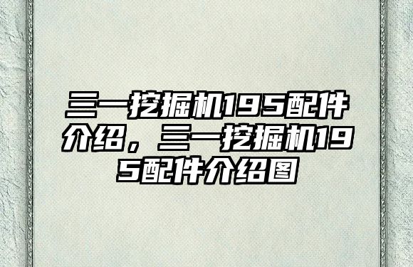 三一挖掘機195配件介紹，三一挖掘機195配件介紹圖