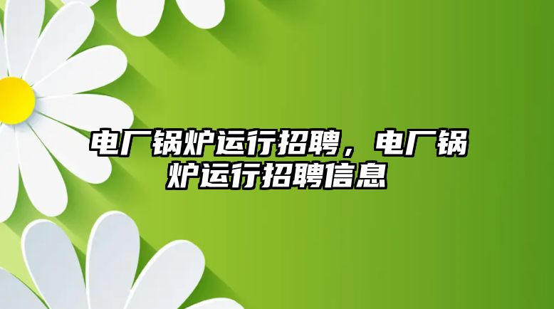 電廠鍋爐運行招聘，電廠鍋爐運行招聘信息