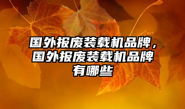 國外報(bào)廢裝載機(jī)品牌，國外報(bào)廢裝載機(jī)品牌有哪些