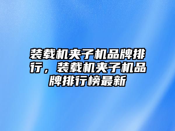 裝載機(jī)夾子機(jī)品牌排行，裝載機(jī)夾子機(jī)品牌排行榜最新