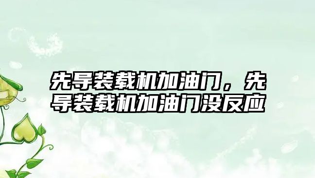 先導裝載機加油門，先導裝載機加油門沒反應