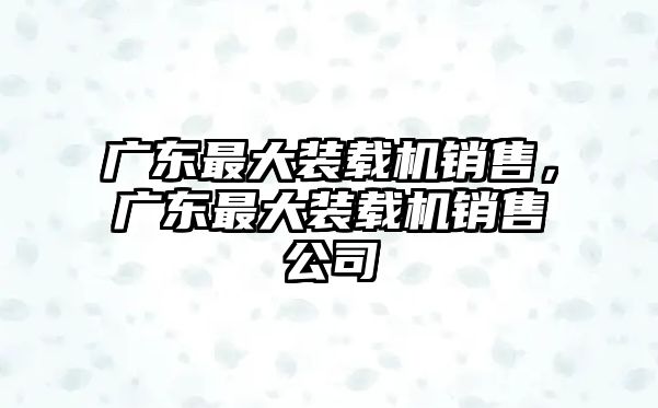 廣東最大裝載機(jī)銷售，廣東最大裝載機(jī)銷售公司