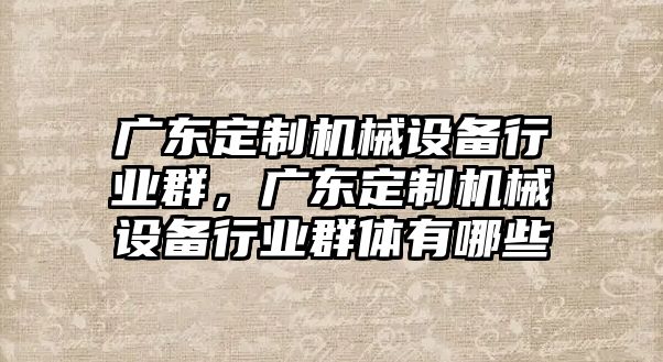 廣東定制機械設備行業(yè)群，廣東定制機械設備行業(yè)群體有哪些