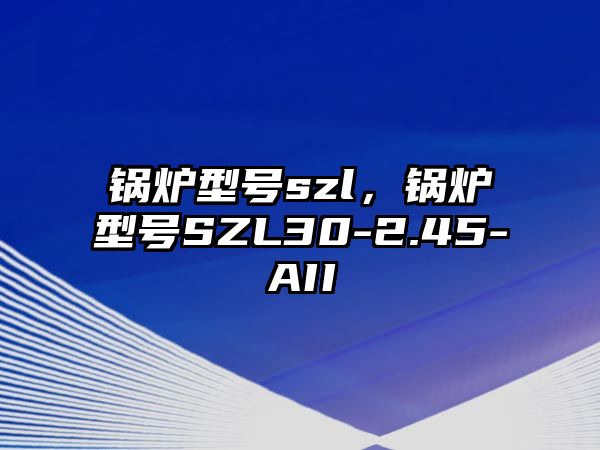 鍋爐型號szl，鍋爐型號SZL30-2.45-AII