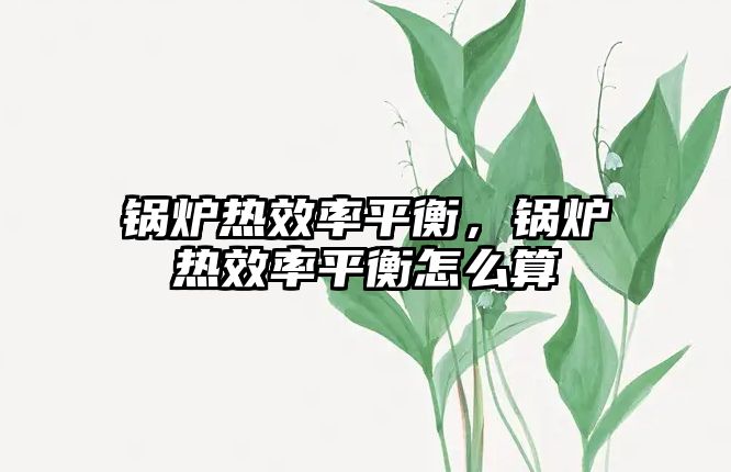 鍋爐熱效率平衡，鍋爐熱效率平衡怎么算