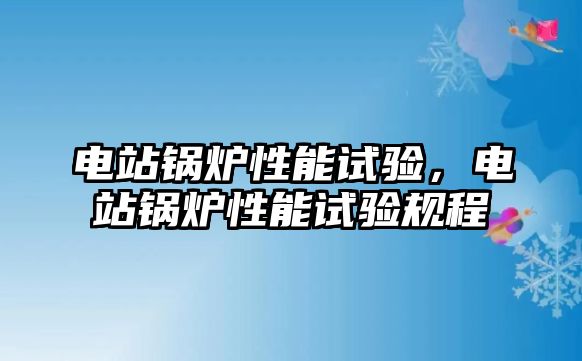 電站鍋爐性能試驗，電站鍋爐性能試驗規(guī)程