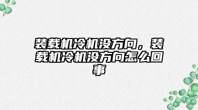 裝載機冷機沒方向，裝載機冷機沒方向怎么回事