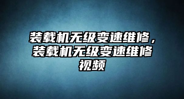 裝載機(jī)無(wú)級(jí)變速維修，裝載機(jī)無(wú)級(jí)變速維修視頻