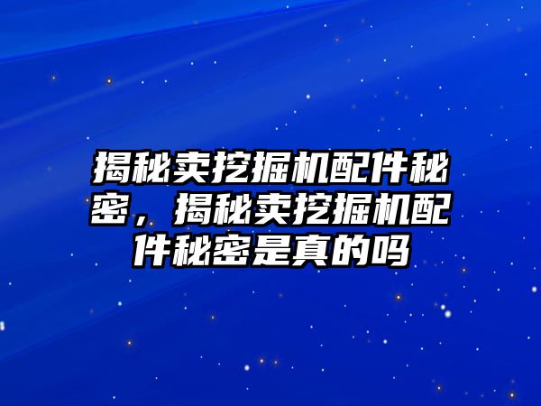 揭秘賣挖掘機(jī)配件秘密，揭秘賣挖掘機(jī)配件秘密是真的嗎