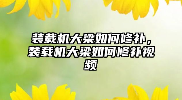 裝載機大梁如何修補，裝載機大梁如何修補視頻