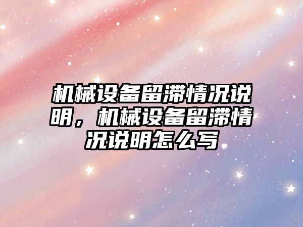 機械設備留滯情況說明，機械設備留滯情況說明怎么寫